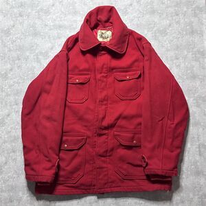 Vintage 80s Woolrich Red Distressed Hunting Wool Coat Size 40 (Medium)